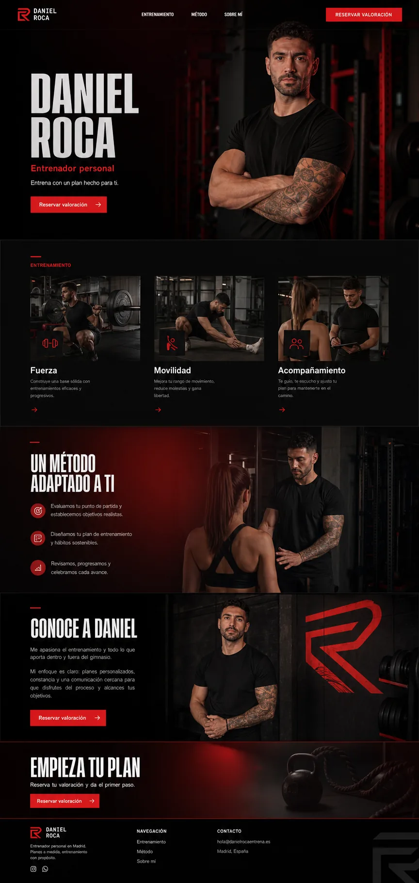 Landing page completa para personal trainer na Espanha